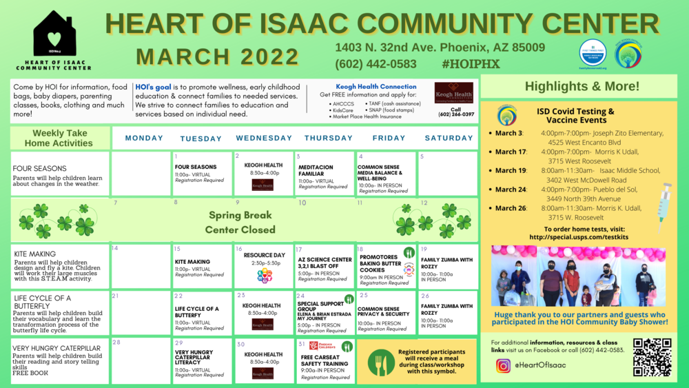 Heart of Isaac Calendar-March