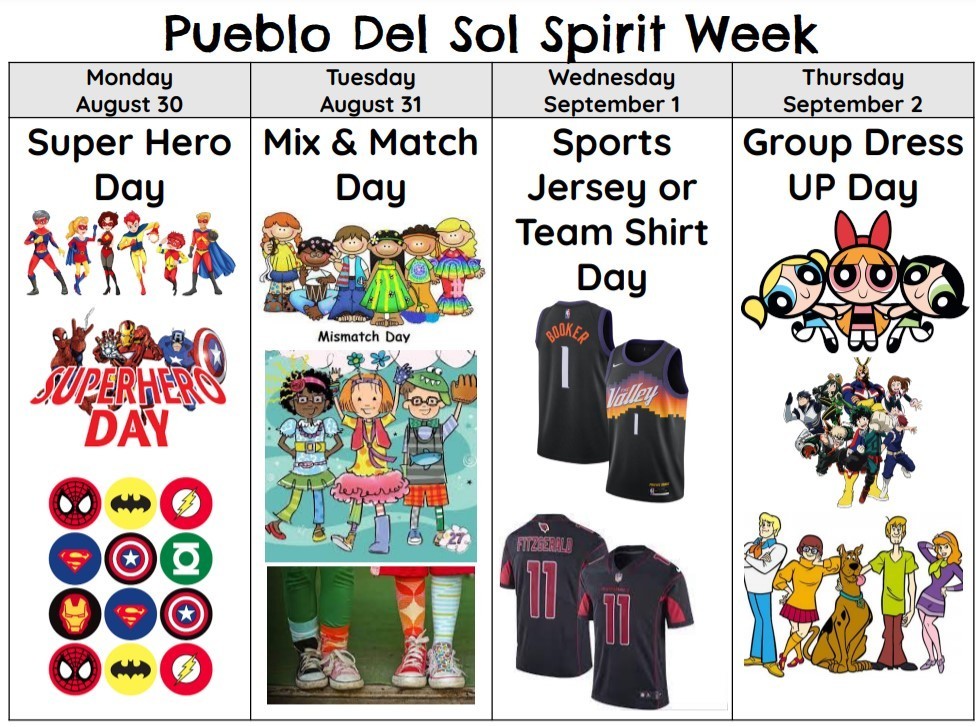 Pueblo Del Sol Spirit Week August 20 - Sep 2
