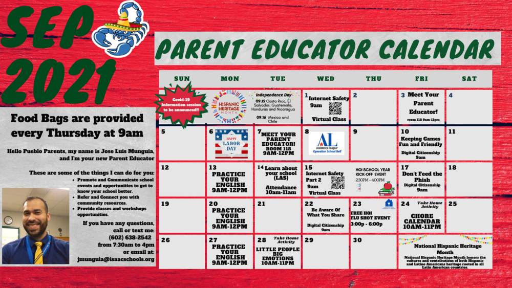 Parent Educator Calendar