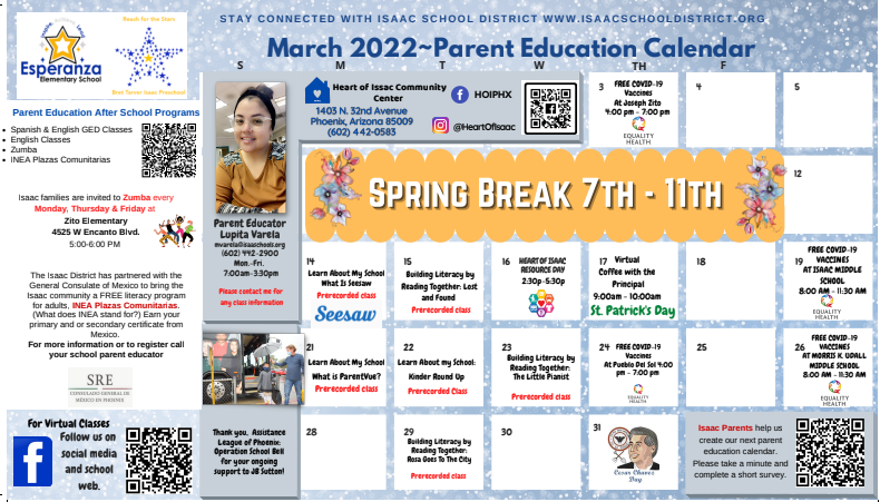 March Parent Education Calendar