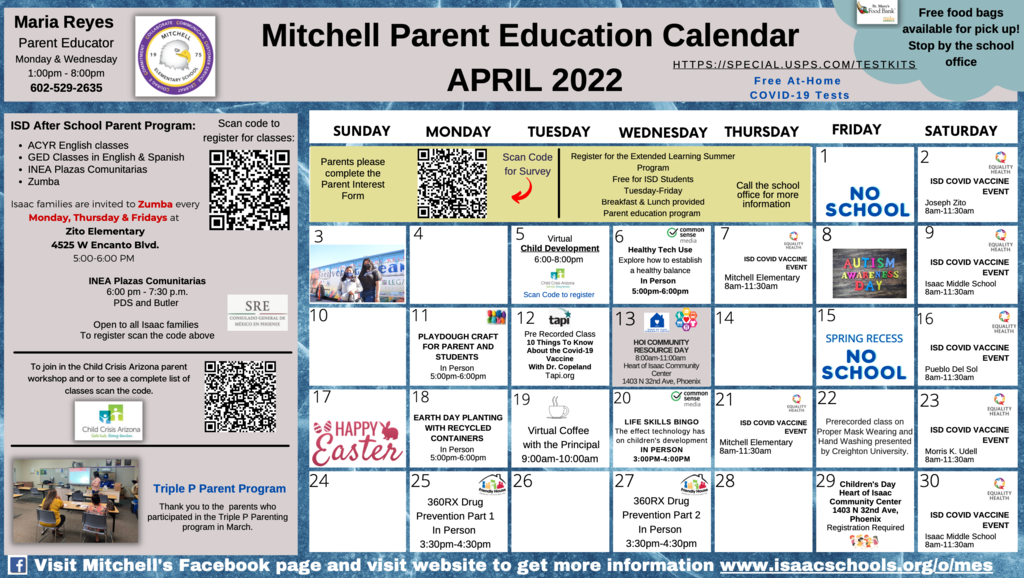 Parent Calendar - April -EN