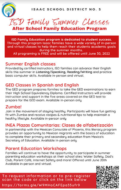  ISD Family Summer Classes and Summer English Program