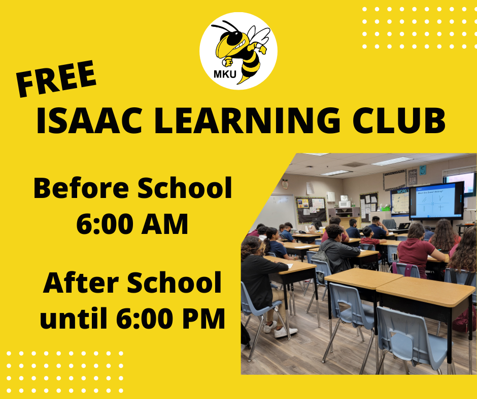 Free isaac learning club for all students available before and after school.