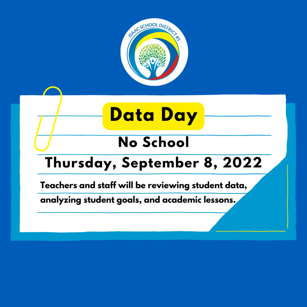 There is Data Day on Thursday, September 8, 2022, there is no school for students on Data Day.