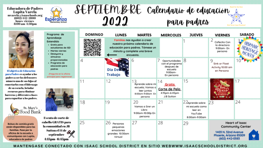 parent calendar spanish