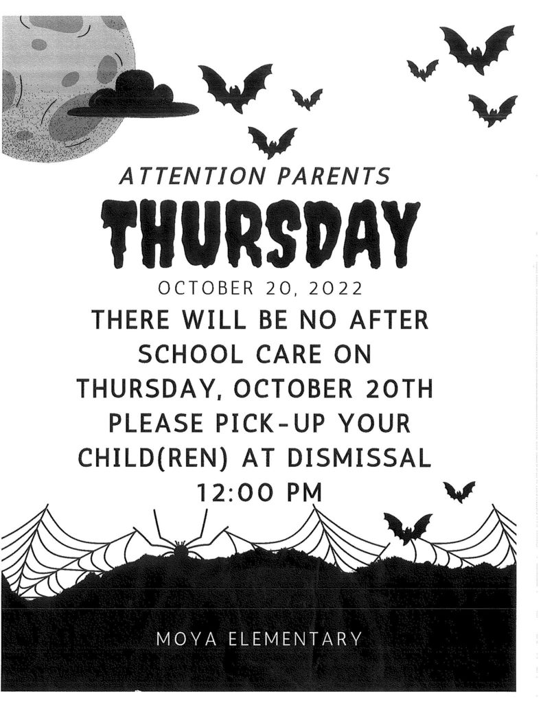 No after school on Thursday October 20, 2022