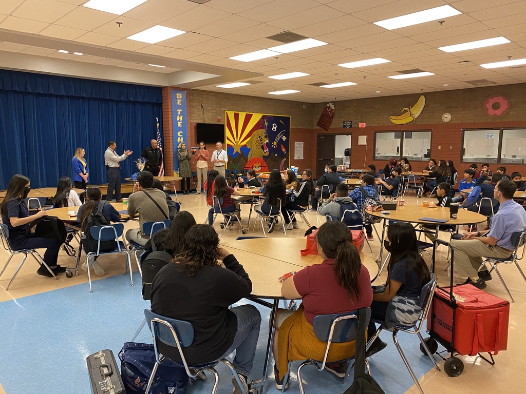 Isaac Middle School students and staff celebrate the iready celebration in their school cafeteria.
