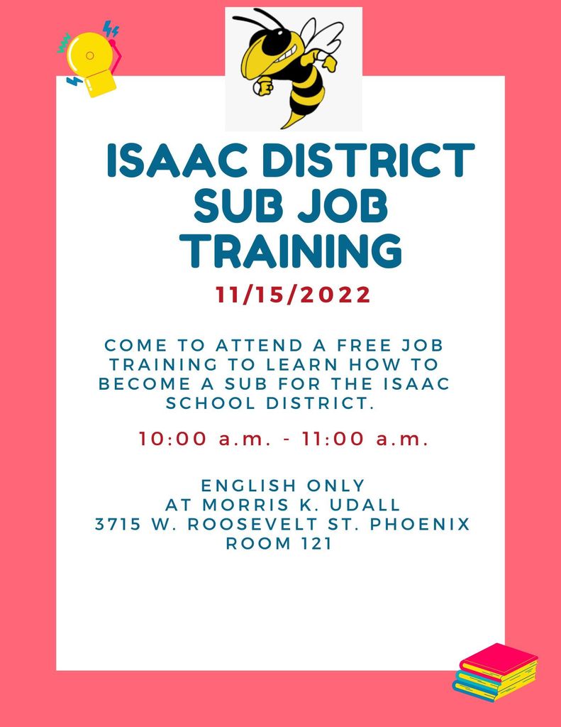Flyer for Isaac District Sub Job Training 11/15