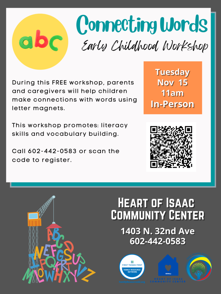 Flyer for Heart of Isaac Early Childhood Workshop 11/15