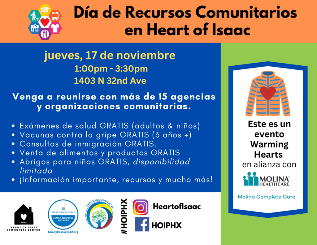 Heart of Isaac Community Resource Day 11/17 flyer