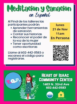 11/21 Heart of Isaac flyer on Meditation class