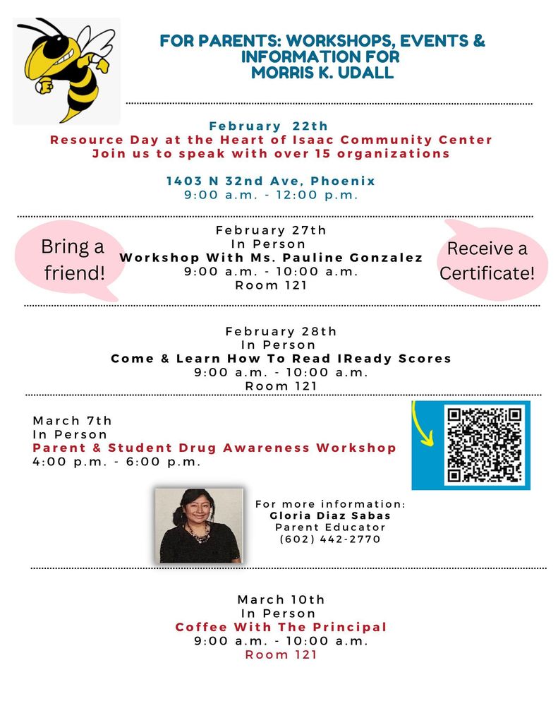 Flyer about upcoming parent education events