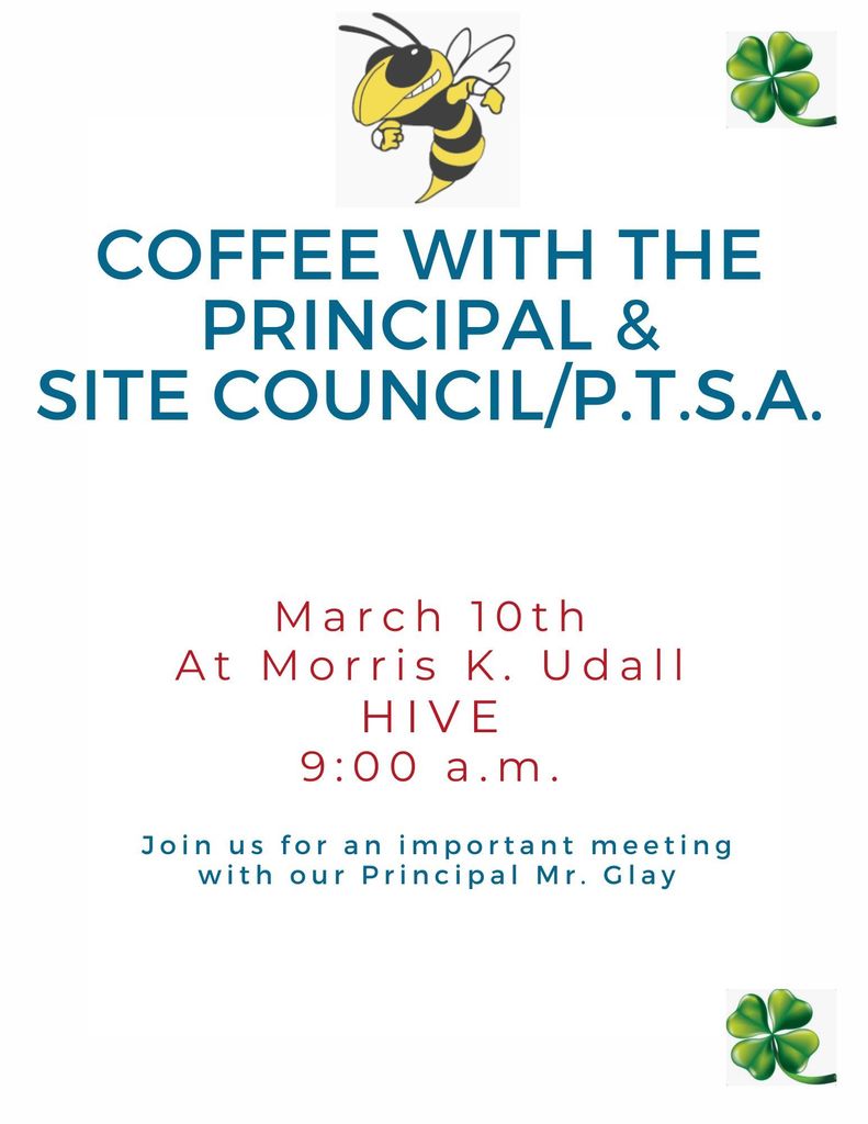 Flyer for 3/10 Coffee with the Principal