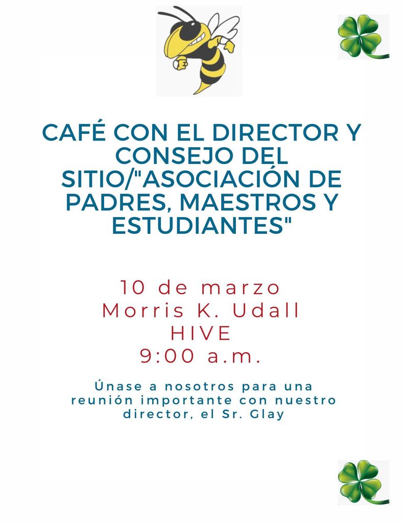 Flyer for 3/10 Coffee with the Principal