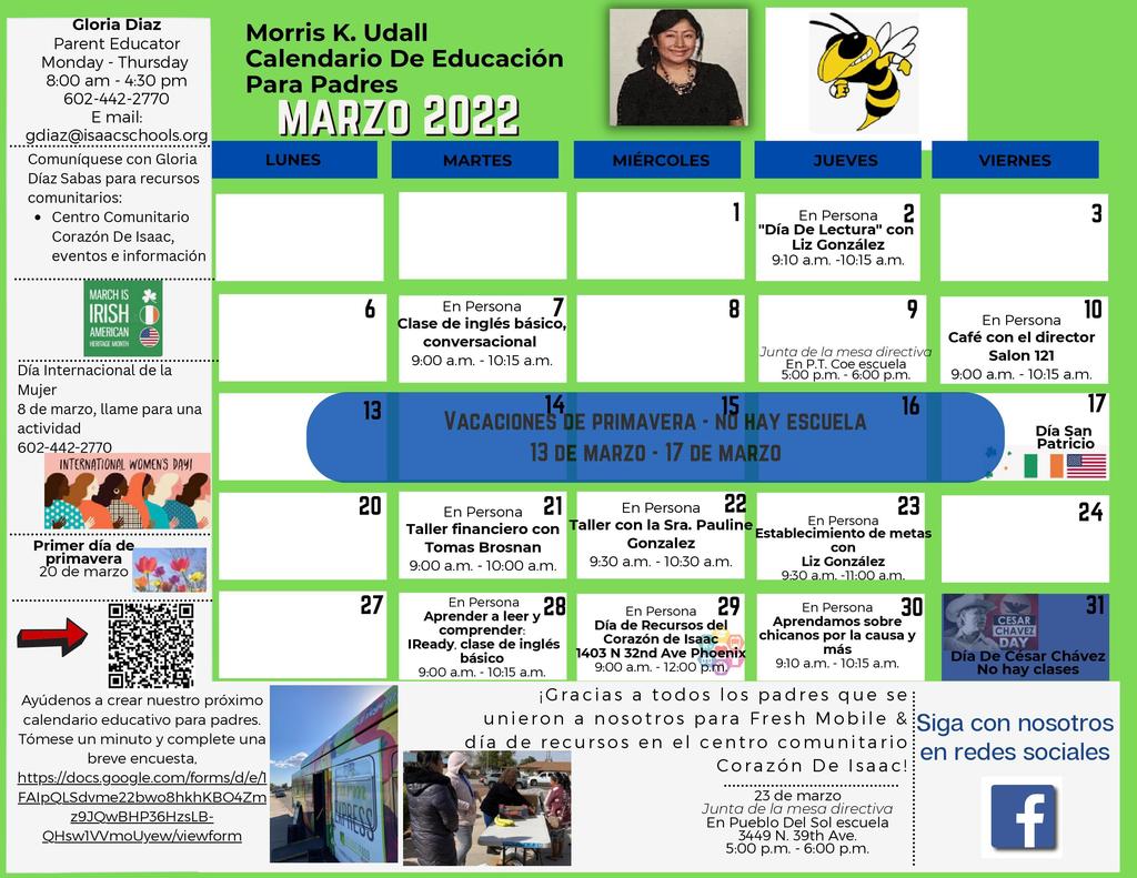 MKU March Parent Education Calendar
