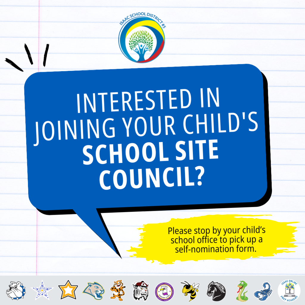 Interest in joining your child's School Site Council? Please stop by your child's school office to pick up a self-nomination form.