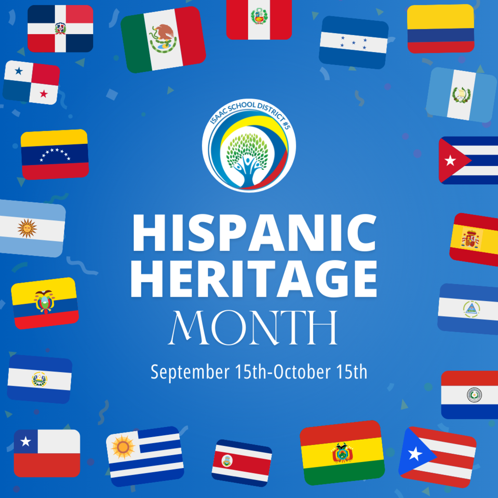 Hispanic Heritage Month September 15th-October 15th hispanic country flags all around